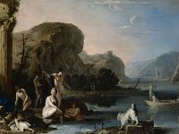 GG 806  GG 806, Johann Heinrich Schönfeld (1609-1684), Italienische Landschaft mit Diana, Leinwand, 71 x128 cm : Landschaft, Personen, Tiere